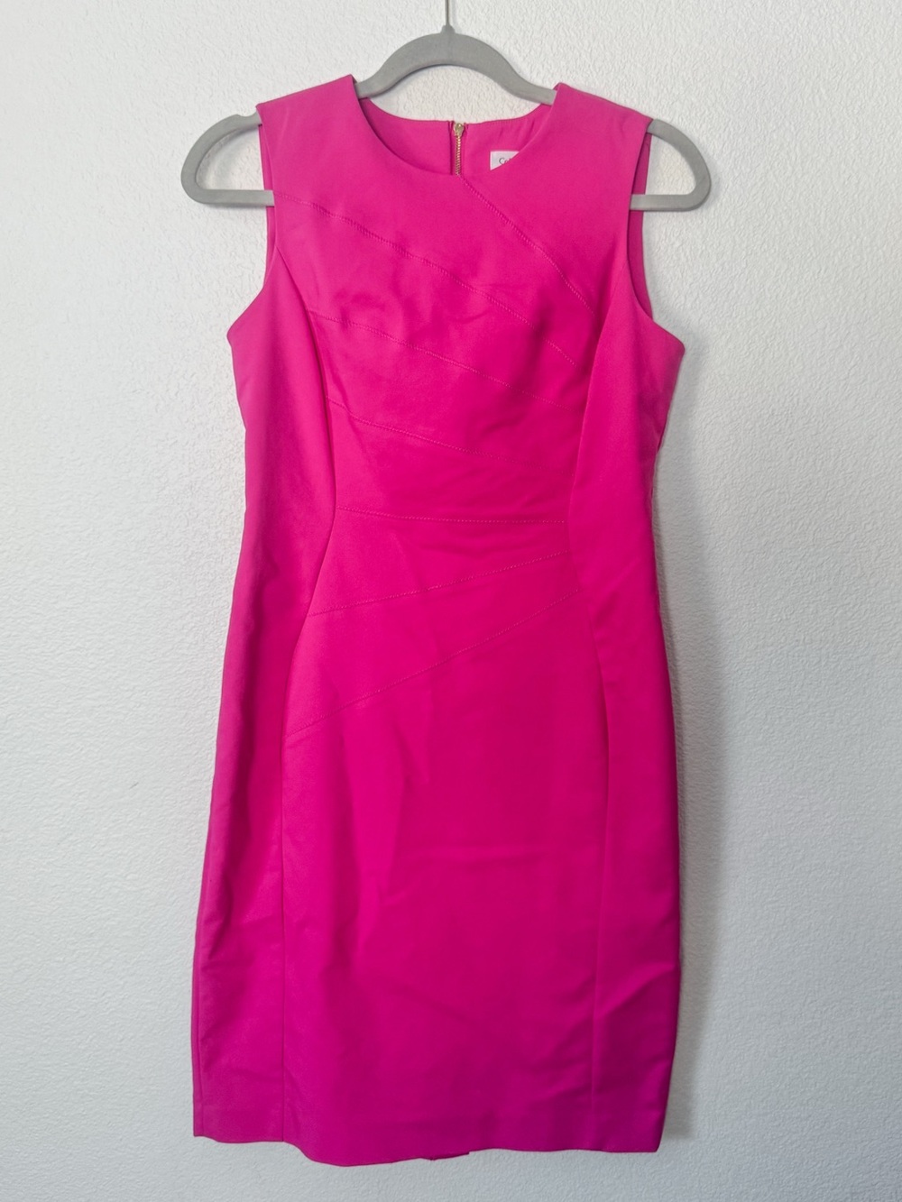 Calvin Klein Hot Pink Sleeveless Sheath Midi Dress